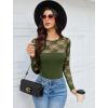 imageAvidlove Lace Long Sleeve Bodysuit for Women Crew Neck Body Suits Slimming Going Out Concert Tops Fall OutfitsOlive Green