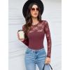 imageAvidlove Lace Long Sleeve Bodysuit for Women Crew Neck Body Suits Slimming Going Out Concert Tops Fall OutfitsPurple Red