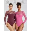 imageAvidlove Lace Long Sleeve Bodysuit for Women Crew Neck Body Suits Slimming Going Out Concert Tops Fall OutfitsPurple Red