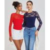 imageAvidlove Lace Long Sleeve Bodysuit for Women Crew Neck Body Suits Slimming Going Out Concert Tops Fall OutfitsRed