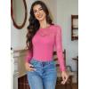 imageAvidlove Lace Long Sleeve Bodysuit for Women Crew Neck Body Suits Slimming Going Out Concert Tops Fall OutfitsRose Red