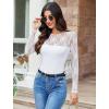 imageAvidlove Lace Long Sleeve Bodysuit for Women Crew Neck Body Suits Slimming Going Out Concert Tops Fall OutfitsWhite