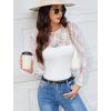 imageAvidlove Lace Long Sleeve Bodysuit for Women Crew Neck Body Suits Slimming Going Out Concert Tops Fall OutfitsWhite