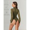 imageAvidlove Long Sleeve Body Suits Womens Mesh Turtleneck Bodysuit Thong Dressy Going Out Bodysuits Top Fall OutfitsArmy Green