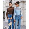 imageAvidlove Long Sleeve Body Suits Womens Mesh Turtleneck Bodysuit Thong Dressy Going Out Bodysuits Top Fall OutfitsBrown