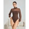 imageAvidlove Long Sleeve Body Suits Womens Mesh Turtleneck Bodysuit Thong Dressy Going Out Bodysuits Top Fall OutfitsBrown