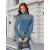 imageAvidlove Long Sleeve Body Suits Womens Mesh Turtleneck Bodysuit Thong Dressy Going Out Bodysuits Top Fall OutfitsDark Blue