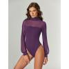 imageAvidlove Long Sleeve Body Suits Womens Mesh Turtleneck Bodysuit Thong Dressy Going Out Bodysuits Top Fall OutfitsDeep Purple