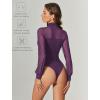imageAvidlove Long Sleeve Body Suits Womens Mesh Turtleneck Bodysuit Thong Dressy Going Out Bodysuits Top Fall OutfitsDeep Purple