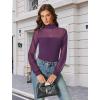imageAvidlove Long Sleeve Body Suits Womens Mesh Turtleneck Bodysuit Thong Dressy Going Out Bodysuits Top Fall OutfitsDeep Purple