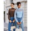 imageAvidlove Long Sleeve Body Suits Womens Mesh Turtleneck Bodysuit Thong Dressy Going Out Bodysuits Top Fall OutfitsLight Blue