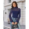 imageAvidlove Long Sleeve Body Suits Womens Mesh Turtleneck Bodysuit Thong Dressy Going Out Bodysuits Top Fall OutfitsNavy Blue