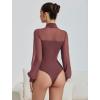 imageAvidlove Long Sleeve Body Suits Womens Mesh Turtleneck Bodysuit Thong Dressy Going Out Bodysuits Top Fall OutfitsPurple Red