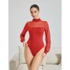 imageAvidlove Long Sleeve Body Suits Womens Mesh Turtleneck Bodysuit Thong Dressy Going Out Bodysuits Top Fall OutfitsRed