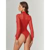 imageAvidlove Long Sleeve Body Suits Womens Mesh Turtleneck Bodysuit Thong Dressy Going Out Bodysuits Top Fall OutfitsRed