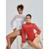 imageAvidlove Long Sleeve Body Suits Womens Mesh Turtleneck Bodysuit Thong Dressy Going Out Bodysuits Top Fall OutfitsRed