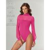 imageAvidlove Long Sleeve Body Suits Womens Mesh Turtleneck Bodysuit Thong Dressy Going Out Bodysuits Top Fall OutfitsRose Red