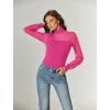 imageAvidlove Long Sleeve Body Suits Womens Mesh Turtleneck Bodysuit Thong Dressy Going Out Bodysuits Top Fall OutfitsRose Red