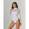 imageAvidlove Long Sleeve Body Suits Womens Mesh Turtleneck Bodysuit Thong Dressy Going Out Bodysuits Top Fall OutfitsWhite