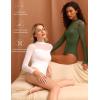 imageAvidlove Long Sleeve Bodysuits for Women Mock Neck Sheer Mesh Sleeve Bodysuit Double Lined Leotards Shirt Going Out TopArmy Green