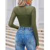 imageAvidlove Long Sleeve Bodysuits for Women Mock Neck Sheer Mesh Sleeve Bodysuit Double Lined Leotards Shirt Going Out TopArmy Green