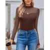 imageAvidlove Long Sleeve Bodysuits for Women Mock Neck Sheer Mesh Sleeve Bodysuit Double Lined Leotards Shirt Going Out TopBrown