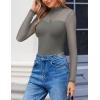 imageAvidlove Long Sleeve Bodysuits for Women Mock Neck Sheer Mesh Sleeve Bodysuit Double Lined Leotards Shirt Going Out TopDark Grey