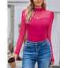 imageAvidlove Long Sleeve Bodysuits for Women Mock Neck Sheer Mesh Sleeve Bodysuit Double Lined Leotards Shirt Going Out TopRose Red