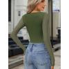 imageAvidlove Women Long Sleeve Body Suits Mesh Boat Neck Shapewear Bodysuit Crew Neck Leotards Going Out Tops Fall OutfitsArmy Green