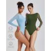 imageAvidlove Women Long Sleeve Body Suits Mesh Boat Neck Shapewear Bodysuit Crew Neck Leotards Going Out Tops Fall OutfitsArmy Green