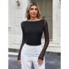 imageAvidlove Women Long Sleeve Body Suits Mesh Boat Neck Shapewear Bodysuit Crew Neck Leotards Going Out Tops Fall OutfitsBlack