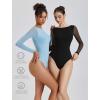 imageAvidlove Women Long Sleeve Body Suits Mesh Boat Neck Shapewear Bodysuit Crew Neck Leotards Going Out Tops Fall OutfitsBlack