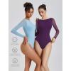 imageAvidlove Women Long Sleeve Body Suits Mesh Boat Neck Shapewear Bodysuit Crew Neck Leotards Going Out Tops Fall OutfitsDark Purple