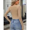 imageAvidlove Women Long Sleeve Body Suits Mesh Boat Neck Shapewear Bodysuit Crew Neck Leotards Going Out Tops Fall OutfitsKhaki