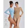 imageAvidlove Women Long Sleeve Body Suits Mesh Boat Neck Shapewear Bodysuit Crew Neck Leotards Going Out Tops Fall OutfitsKhaki