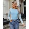 imageAvidlove Women Long Sleeve Body Suits Mesh Boat Neck Shapewear Bodysuit Crew Neck Leotards Going Out Tops Fall OutfitsLight Blue