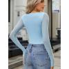 imageAvidlove Women Long Sleeve Body Suits Mesh Boat Neck Shapewear Bodysuit Crew Neck Leotards Going Out Tops Fall OutfitsLight Blue