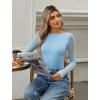 imageAvidlove Women Long Sleeve Body Suits Mesh Boat Neck Shapewear Bodysuit Crew Neck Leotards Going Out Tops Fall OutfitsLight Blue