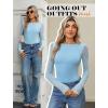 imageAvidlove Women Long Sleeve Body Suits Mesh Boat Neck Shapewear Bodysuit Crew Neck Leotards Going Out Tops Fall OutfitsLight Blue