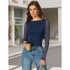 imageAvidlove Women Long Sleeve Body Suits Mesh Boat Neck Shapewear Bodysuit Crew Neck Leotards Going Out Tops Fall OutfitsNavy Blue