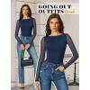 imageAvidlove Women Long Sleeve Body Suits Mesh Boat Neck Shapewear Bodysuit Crew Neck Leotards Going Out Tops Fall OutfitsNavy Blue