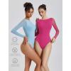 imageAvidlove Women Long Sleeve Body Suits Mesh Boat Neck Shapewear Bodysuit Crew Neck Leotards Going Out Tops Fall OutfitsPeach Pink