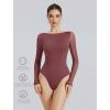 imageAvidlove Women Long Sleeve Body Suits Mesh Boat Neck Shapewear Bodysuit Crew Neck Leotards Going Out Tops Fall OutfitsPurple Red