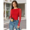 imageAvidlove Women Long Sleeve Body Suits Mesh Boat Neck Shapewear Bodysuit Crew Neck Leotards Going Out Tops Fall OutfitsRed