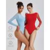 imageAvidlove Women Long Sleeve Body Suits Mesh Boat Neck Shapewear Bodysuit Crew Neck Leotards Going Out Tops Fall OutfitsRed