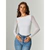 imageAvidlove Women Long Sleeve Body Suits Mesh Boat Neck Shapewear Bodysuit Crew Neck Leotards Going Out Tops Fall OutfitsWhite