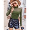 imageAvidlove Women Long Sleeve Bodysuit Turtle Neck Shapewear Body Suits Mesh One Piece Leotard Shirt Going Out Tops Fall OutfitsOlive Green