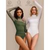 imageAvidlove Women Long Sleeve Bodysuit Turtle Neck Shapewear Body Suits Mesh One Piece Leotard Shirt Going Out Tops Fall OutfitsOlive Green