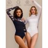 imageAvidlove Women Long Sleeve Bodysuit Turtle Neck Shapewear Body Suits Mesh One Piece Leotard Shirt Going Out Tops Fall OutfitsPrint Flower