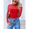imageAvidlove Women Long Sleeve Bodysuit Turtle Neck Shapewear Body Suits Mesh One Piece Leotard Shirt Going Out Tops Fall OutfitsRed